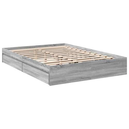 Okvir za krevet s ladicama boja hrasta 150x200 cm drveni Sivi hrast sonoma 150 x 200 cm Cijena