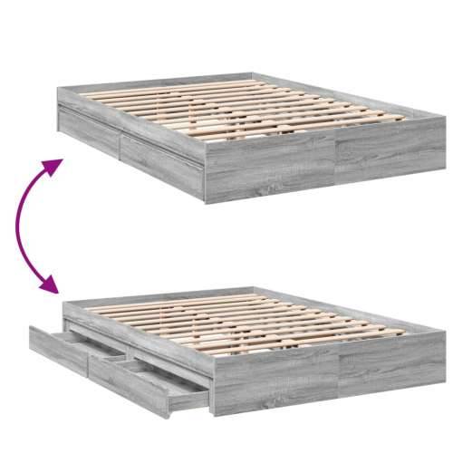 Okvir za krevet s ladicama boja hrasta 150x200 cm drveni Sivi hrast sonoma 150 x 200 cm Cijena