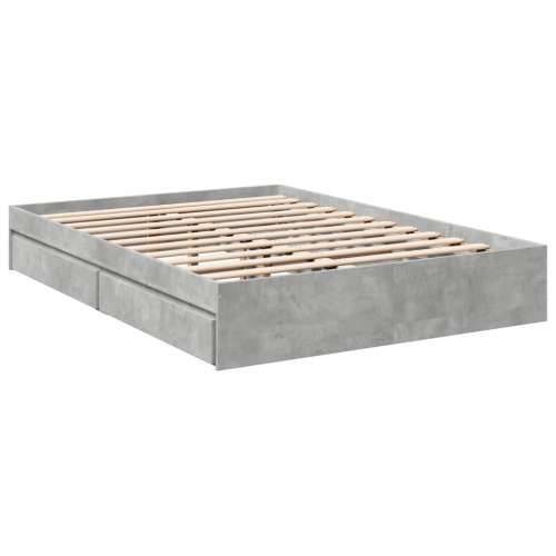 Okvir kreveta s ladicama siva boja betona 140 x 200 cm drveni Beton siva 140 x 200 cm Cijena