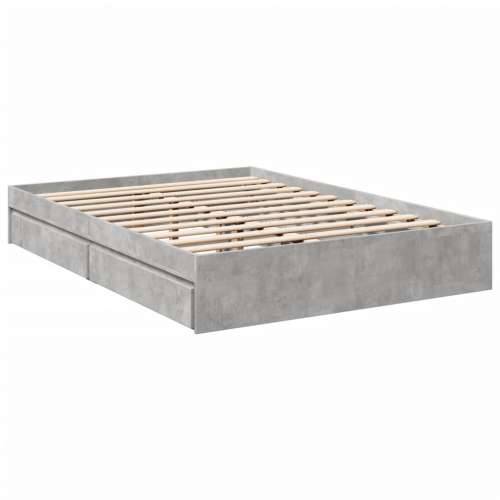 Okvir kreveta s ladicama siva boja betona 140 x 200 cm drveni Beton siva 140 x 200 cm Cijena