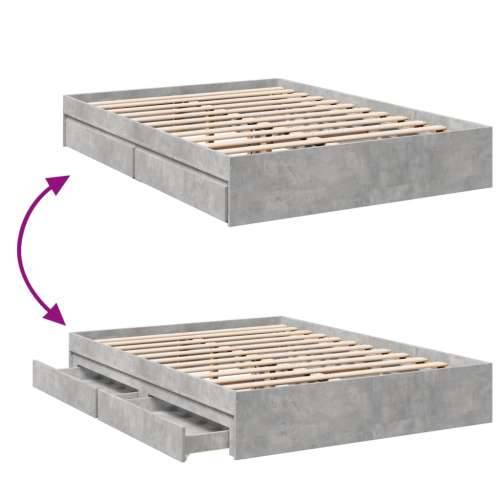 Okvir kreveta s ladicama siva boja betona 140 x 200 cm drveni Beton siva 140 x 200 cm Cijena