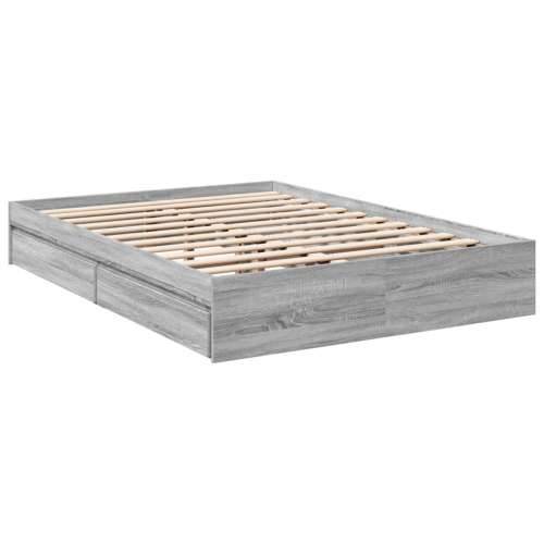 Okvir za krevet s ladicama boja hrasta 120x200 cm drveni Sivi hrast sonoma 120 x 200 cm Cijena