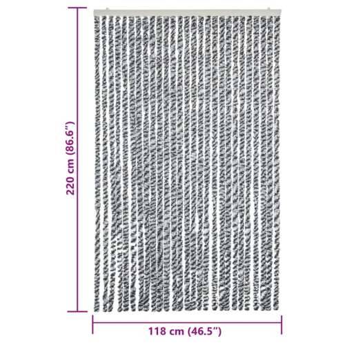 Zastor protiv muha sivi i crno-bijeli 118 x 220 cm od šenila - Crno-bijelo 118 x 220 cm Cijena