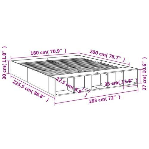 Okvir za krevet boja hrasta 180x200 cm konstruirano drvo - sonoma hrast 180 x 200 cm Cijena