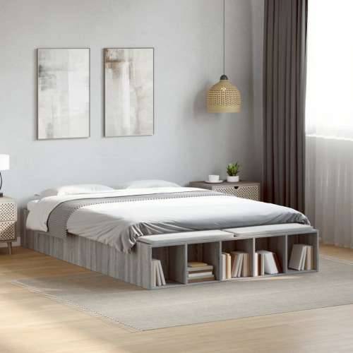 Okvir za krevet boja hrasta 140x190 cm od konstruiranog drva - Sivi hrast sonoma 140 x 190 cm Cijena