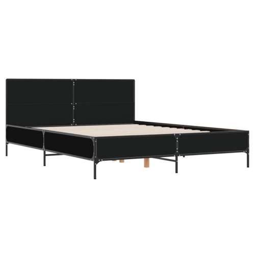 Okvir za krevet crni 150x200 cm konstruirano drvo i metal - Crna 150 x 200 cm Cijena