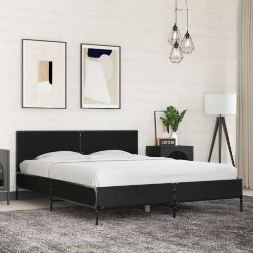 Okvir za krevet crni 150x200 cm konstruirano drvo i metal - Crna 150 x 200 cm Cijena