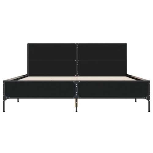 Okvir za krevet crni 150x200 cm konstruirano drvo i metal - Crna 150 x 200 cm Cijena