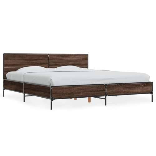 Okvir za krevet boja hrasta 180x200cm konstruirano drvo i metal - Smeđi hrast 180 x 200 cm Cijena