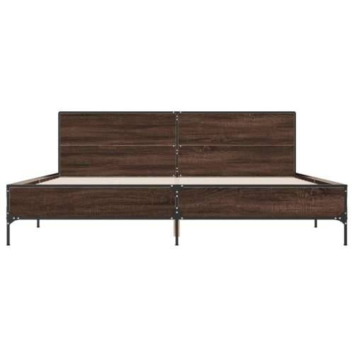 Okvir za krevet boja hrasta 180x200cm konstruirano drvo i metal - Smeđi hrast 180 x 200 cm Cijena