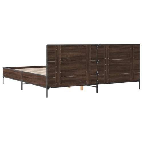 Okvir za krevet boja hrasta 180x200cm konstruirano drvo i metal - Smeđi hrast 180 x 200 cm Cijena