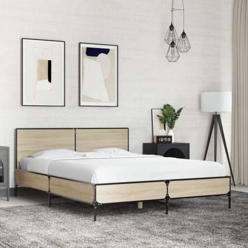 Okvir za krevet boja hrasta 135x190cm konstruirano drvo i metal - sonoma hrast 135 x 190 cm Cijena