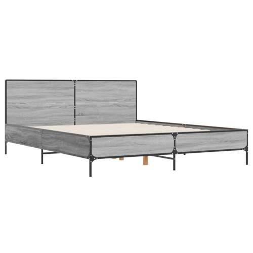 Okvir za krevet boja hrasta 140x190cm konstruirano drvo i metal - Sivi hrast sonoma 140 x 190 cm Cijena