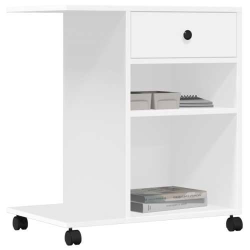 Stalak za pisač s kotačima bijeli 60 x 40 x 68,5 cm - Bijela Cijena