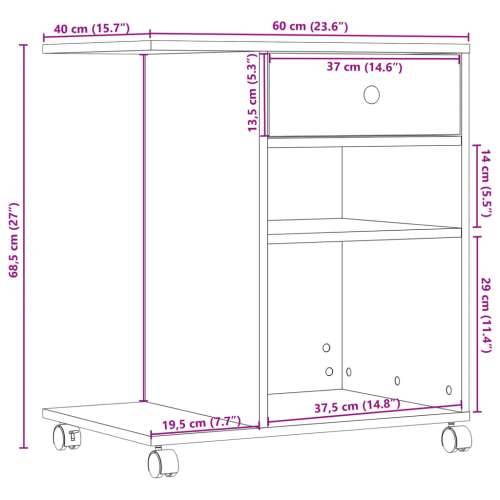 Stalak za pisač s kotačima bijeli 60 x 40 x 68,5 cm - Bijela Cijena