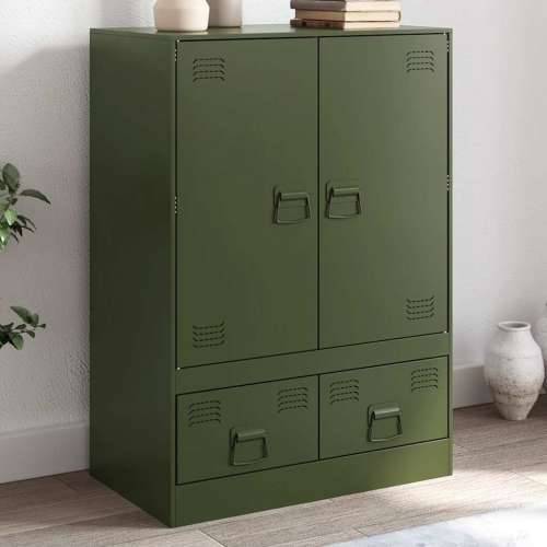 Visoka komoda maslinastozeleni 67 x 39 x 95 cm čelična - Maslinovo zelena 1 Cijena