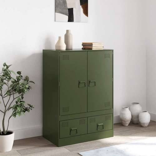 Visoka komoda maslinastozeleni 67 x 39 x 95 cm čelična - Maslinovo zelena 1 Cijena