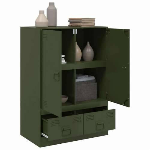 Visoka komoda maslinastozeleni 67 x 39 x 95 cm čelična - Maslinovo zelena 1 Cijena
