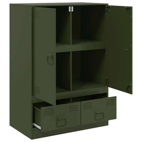 Visoka komoda maslinastozeleni 67 x 39 x 95 cm čelična - Maslinovo zelena 1 Cijena