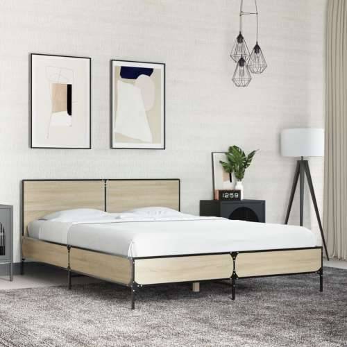 Okvir za krevet boja hrasta 140x200cm konstruirano drvo i metal - sonoma hrast 140 x 200 cm Cijena