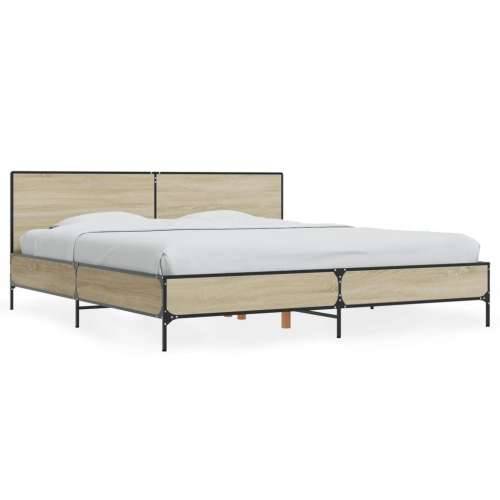 Okvir za krevet boja hrasta 200x200cm konstruirano drvo i metal - sonoma hrast 200 x 200 cm Cijena