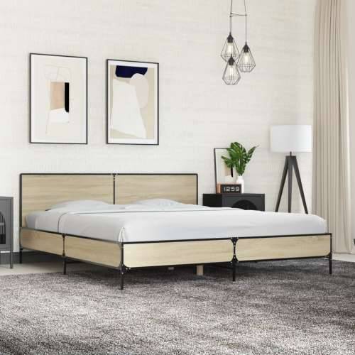 Okvir za krevet boja hrasta 200x200cm konstruirano drvo i metal - sonoma hrast 200 x 200 cm Cijena