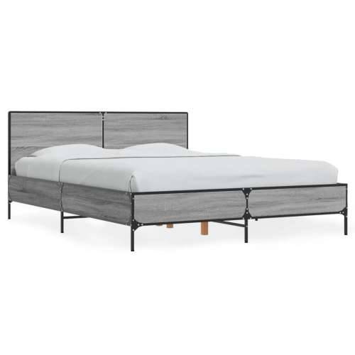 Okvir kreveta boja hrasta 135x190cm konstruirano drvo i metal - Sivi hrast sonoma 135 x 190 cm Cijena
