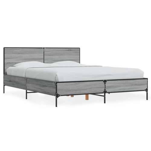 Okvir kreveta boja hrasta 120x200 cm konstruirano drvo i metal Sivi hrast sonoma 120 x 200 cm Cijena