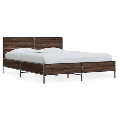 Okvir kreveta smeđi hrast 140x200cm konstruirano drvo i metal - Smeđi hrast 140 x 200 cm Cijena