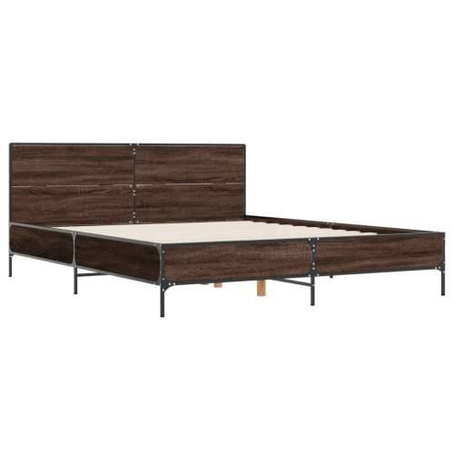 Okvir kreveta smeđi hrast 140x200cm konstruirano drvo i metal - Smeđi hrast 140 x 200 cm Cijena