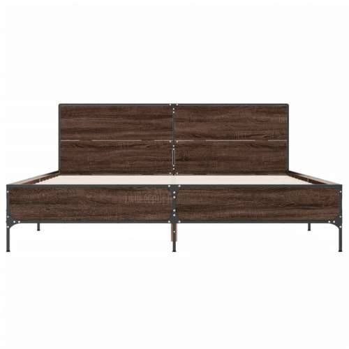 Okvir kreveta smeđi hrast 140x200cm konstruirano drvo i metal - Smeđi hrast 140 x 200 cm Cijena