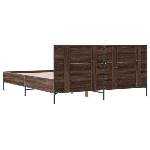 Okvir kreveta smeđi hrast 140x200cm konstruirano drvo i metal - Smeđi hrast 140 x 200 cm Cijena