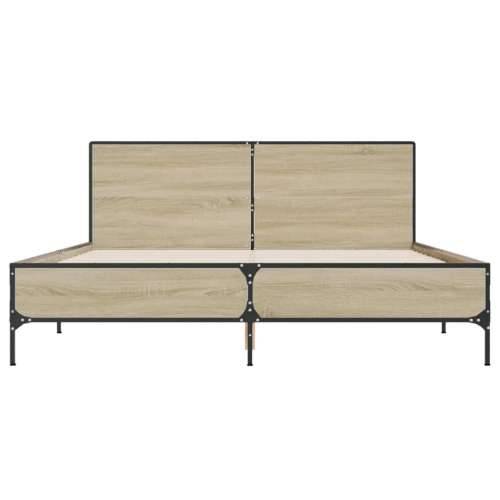 Okvir za krevet boja hrasta 150x200cm konstruirano drvo i metal - sonoma hrast 150 x 200 cm Cijena