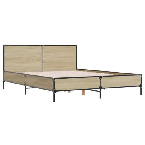 Okvir za krevet boja hrasta 160x200 cm konstruiran drvo i metal sonoma hrast 160 x 200 cm Cijena