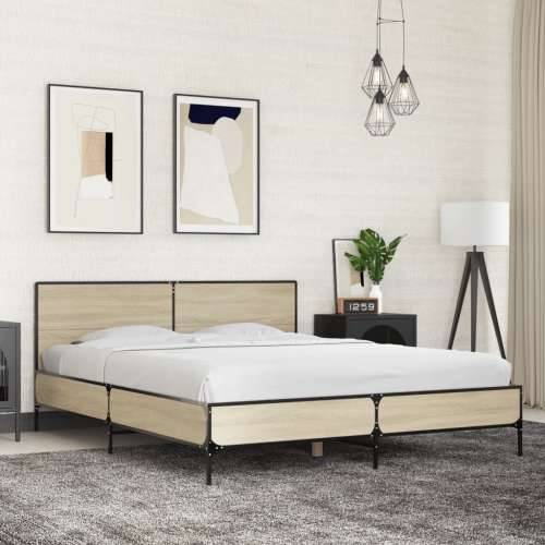 Okvir za krevet boja hrasta 160x200 cm konstruiran drvo i metal sonoma hrast 160 x 200 cm Cijena