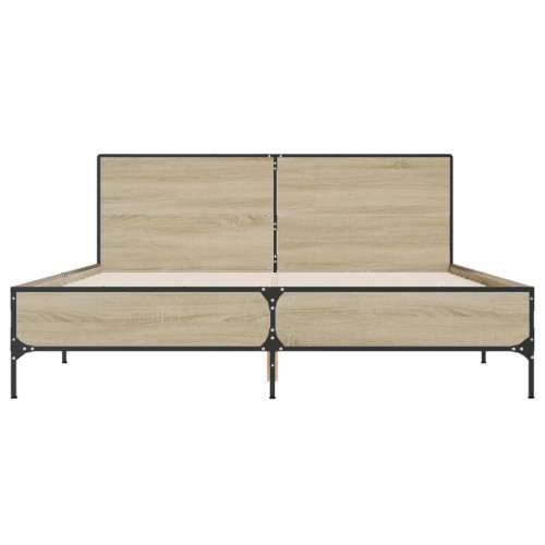 Okvir za krevet boja hrasta 160x200 cm konstruiran drvo i metal sonoma hrast 160 x 200 cm Cijena