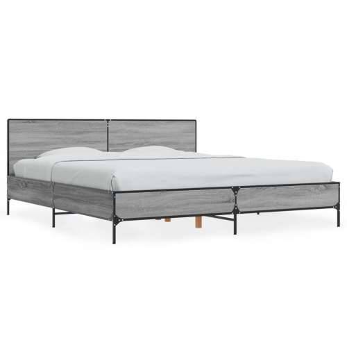 Okvir kreveta boja hrasta 180x200 cm konstruiranog drvo i metal - Sivi hrast sonoma 180 x 200 cm Cijena