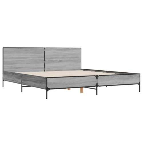 Okvir kreveta boja hrasta 180x200 cm konstruiranog drvo i metal - Sivi hrast sonoma 180 x 200 cm Cijena
