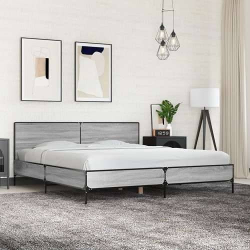 Okvir kreveta boja hrasta 180x200 cm konstruiranog drvo i metal - Sivi hrast sonoma 180 x 200 cm Cijena