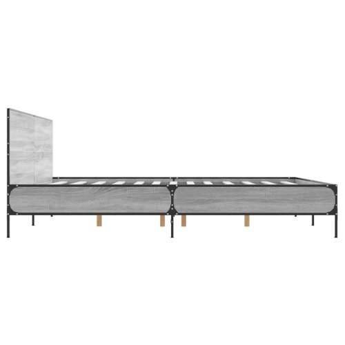 Okvir kreveta boja hrasta 180x200 cm konstruiranog drvo i metal - Sivi hrast sonoma 180 x 200 cm Cijena