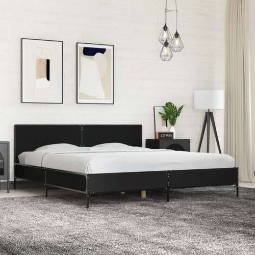 Okvir za krevet crni 200 x 200 cm konstruirano drvo i metal - Crna 200 x 200 cm Cijena