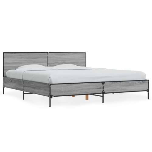 Okvir za krevet boja hrasta 200x200cm konstruirano drvo i metal - Sivi hrast sonoma 200 x 200 cm Cijena