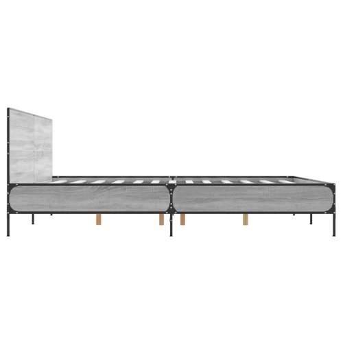 Okvir za krevet boja hrasta 200x200cm konstruirano drvo i metal - Sivi hrast sonoma 200 x 200 cm Cijena