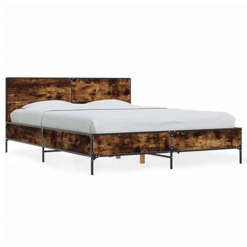 Okvir za krevet boja hrasta 135x190cm konstruirano drvo i metal - Dimljeni hrast 135 x 190 cm Cijena