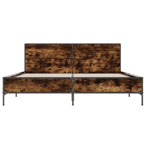 Okvir kreveta boja hrasta 140x190 cm konstruirano drvo i metal - Dimljeni hrast 140 x 190 cm Cijena