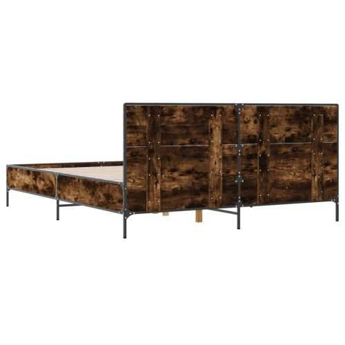 Okvir kreveta boja hrasta 140x190 cm konstruirano drvo i metal - Dimljeni hrast 140 x 190 cm Cijena