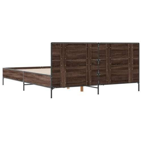 Okvir za krevet smeđi hrast 140x190cm konstruirano drvo i metal - Smeđi hrast 140 x 190 cm? Cijena