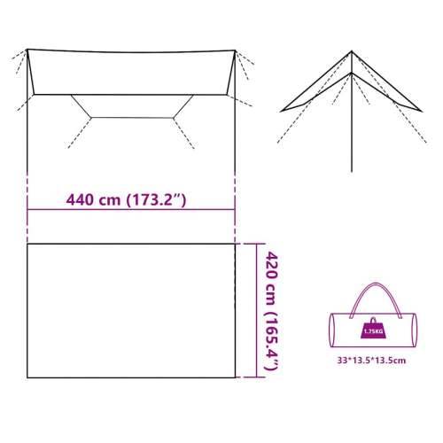 Cerada za kampiranje sivo-narančasti 420 x 294 cm vodootporna - Siva 420 x 440 cm taft 1 Cijena