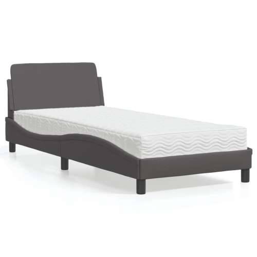 Krevet s madracem sivi 90 x 190 cm od umjetne kože - Siva 90 x 190 cm Cijena