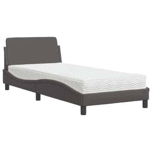 Krevet s madracem sivi 90 x 190 cm od umjetne kože - Siva 90 x 190 cm Cijena